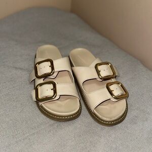 Target Cream Sandals with Gold Buckles